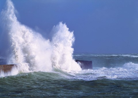 Framed Waves crashing at Lomener harbor, Morbihan, Brittany, France Print