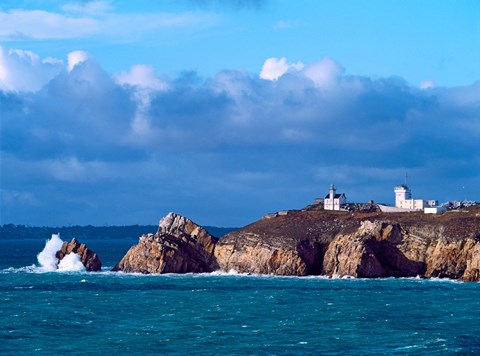 Framed Lighthouse at Pointe Du Toulinguet, Celtic Sea, Finistere, Brittany, France Print