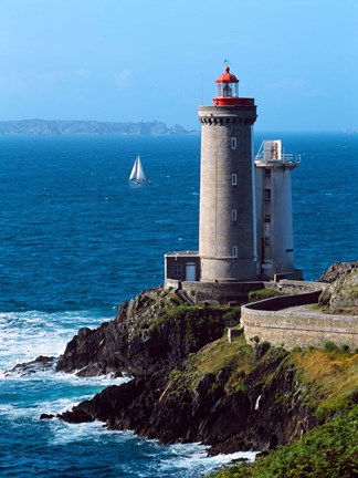 Framed Lighthouse at the coast, Phare du Petit Minou, Goulet de Brest, Finistere, Brittany, France Print