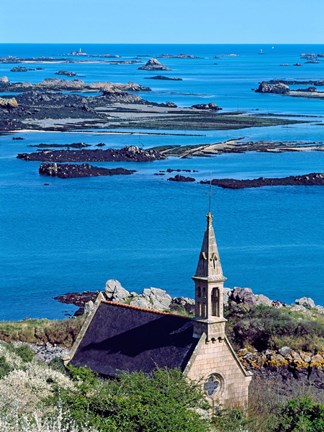 Framed La Trinite Chapel at Ile-De-Brehat archipelago, Cotes-d'Armor, Brittany, France Print
