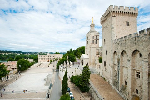 Framed Palace in a city, Notre-Dame Des Domes, Le Palais des Papes, Palais Des Papes,  Provence-Alpes-Cote d&#39;Azur, France Print