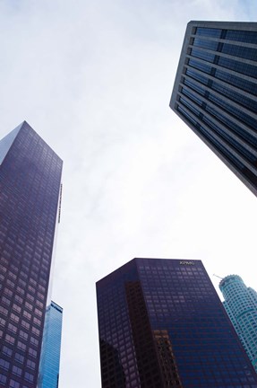 Framed Low angle view of skyscrapers, Wells Fargo Center, California Plaza, US Bank Building, Los Angeles, California, USA Print