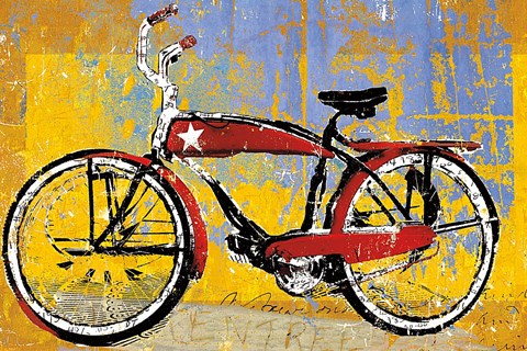 Framed Red Bike with Star Print
