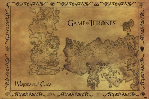 Framed Game of Thrones - Antique Map Print