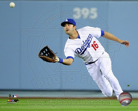 Framed Andre Ethier Catching Baseball Print