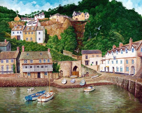 Framed Clovelly Harbor Print