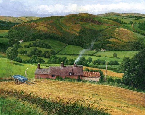 Framed Blue Hay Cart Print