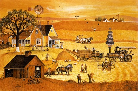 Framed Threshing Print