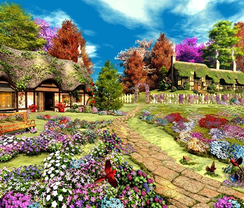 Framed Cottage Lane Print