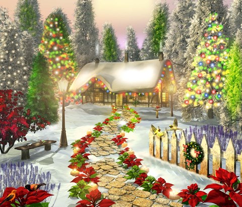 Framed Winter's Cottage Print