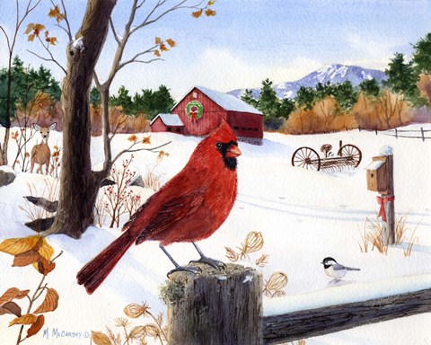 Framed Cardinal Mornings Print