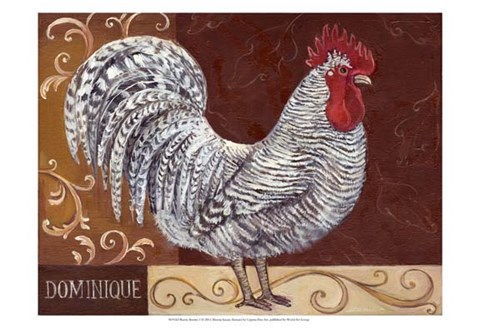 Framed Rustic Roosters I Print