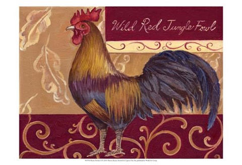 Framed Rustic Roosters II Print