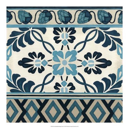 Framed Non-Embellished Indigo Frieze I Print