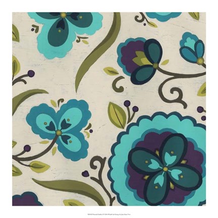 Framed Peacock Garden I Print