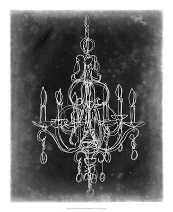 Framed Chalkboard Chandelier Sketch IV Print