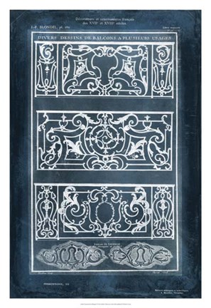 Framed Ornamental Iron Blueprint I Print