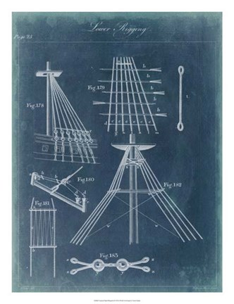 Framed Nautical Detail Blueprint II Print