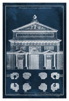 Framed Palace Facade Blueprint I Print