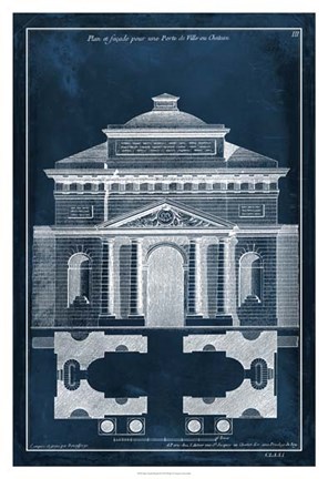 Framed Palace Facade Blueprint II Print