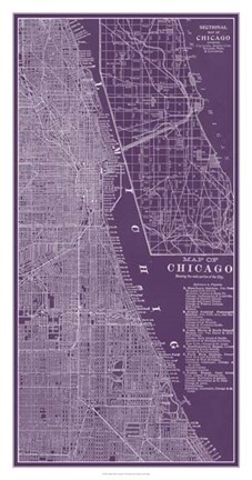 Framed Graphic Map of Chicago Print