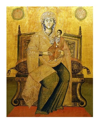 Framed God&#39;s Mother On The Throne Print