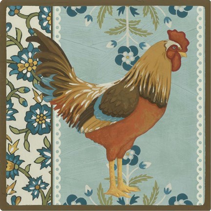 Framed Cottage Rooster IV Print