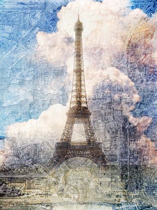 Framed Distressed Eiffel Tower Print