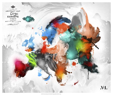 Framed Abstract Map - Europe Print
