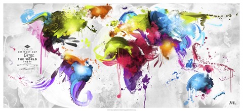 Framed Abstract Map - World Print