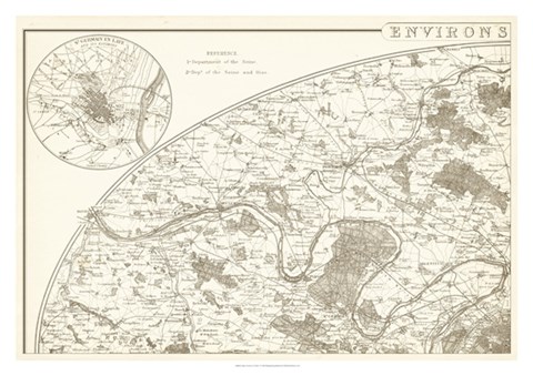 Framed Sepia Environs Paris I Print