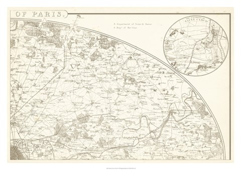 Framed Sepia Environs Paris II Print