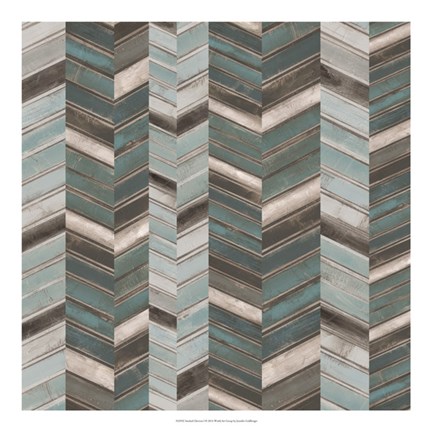 Framed Stacked Chevron I Print