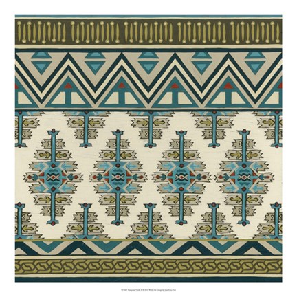 Framed Turquoise Textile II Print