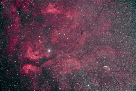 Framed Gamma Cygni nebulosity complex with the Crescent Nebula Print