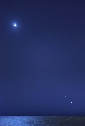 Framed Conjunction of the moon, Jupiter, Mars and Venus Print