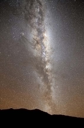 Framed Milky Way in vertical position rising from the horizon Print