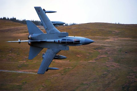 Framed Royal Air Force Tornado GR4 during low fly training in North Wales Print