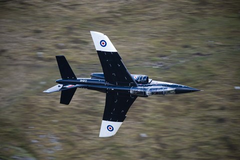 Framed Alpha Jet of the Royal Air Force low level flying over North Wales Print