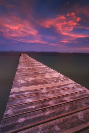 Framed Alcudia Beach pier in Mallorca, Spain Print