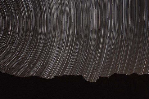 Framed Star trails above a valley in the Firoozkooh area, Iran Print
