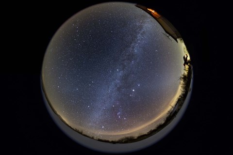 Framed Fish-eye lens view of the northern winter sky Print