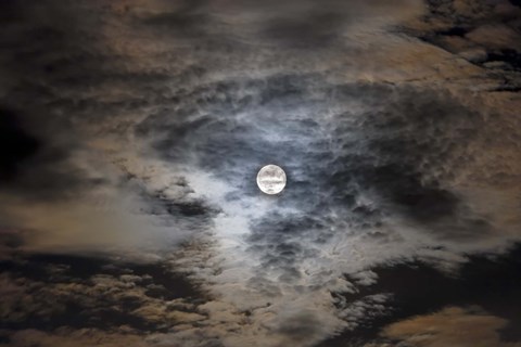 Framed Full moon in clouds Print