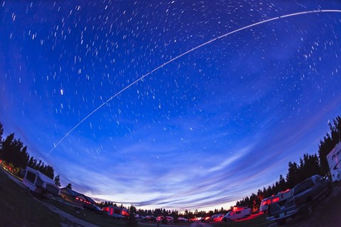 Framed Trail of the International Space Station as it passes over a campground in Canada Print