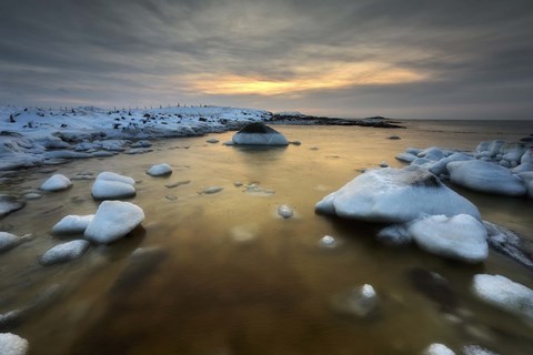 Framed frozen, rusty bay on Andoya Island in Nordland County, Norway Print