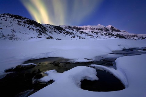 Framed Northern Lights in Skittendalen Valley, Troms County, Norway Print