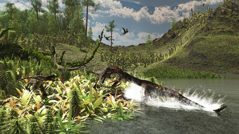 Framed Nothosaurus catches an unware Ceolophysis Print