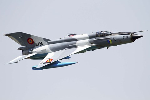 Framed Romanian Air Force MiG-21 Lancer over Romania Print