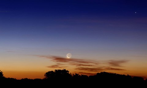 Framed Moon and Jupiter in conjunction with Jupiter&#39;s moons Print
