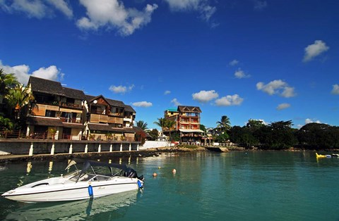 Framed Anchored Boats, Grand Baie, Mauritius Print